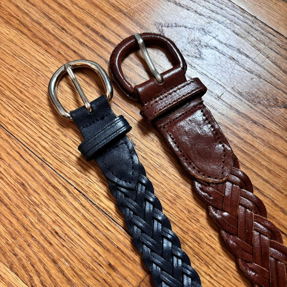 Vintage Navy & Brown Braided Leather Belt Bundle